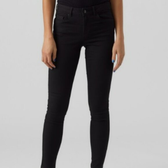 VeraModa black midrise slim Velvet tux stripe ankle jean size 26 - Picture 2 of 12